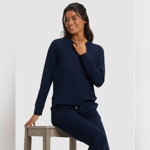 Cozy Earth Brushed Bamboo Jogger Set Women's L Navy Long Sleeve Loungewear Soft